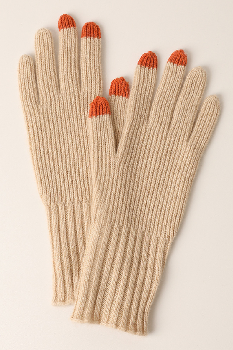 100% Cashmere Touchscreen Women's Colorblock Gloves