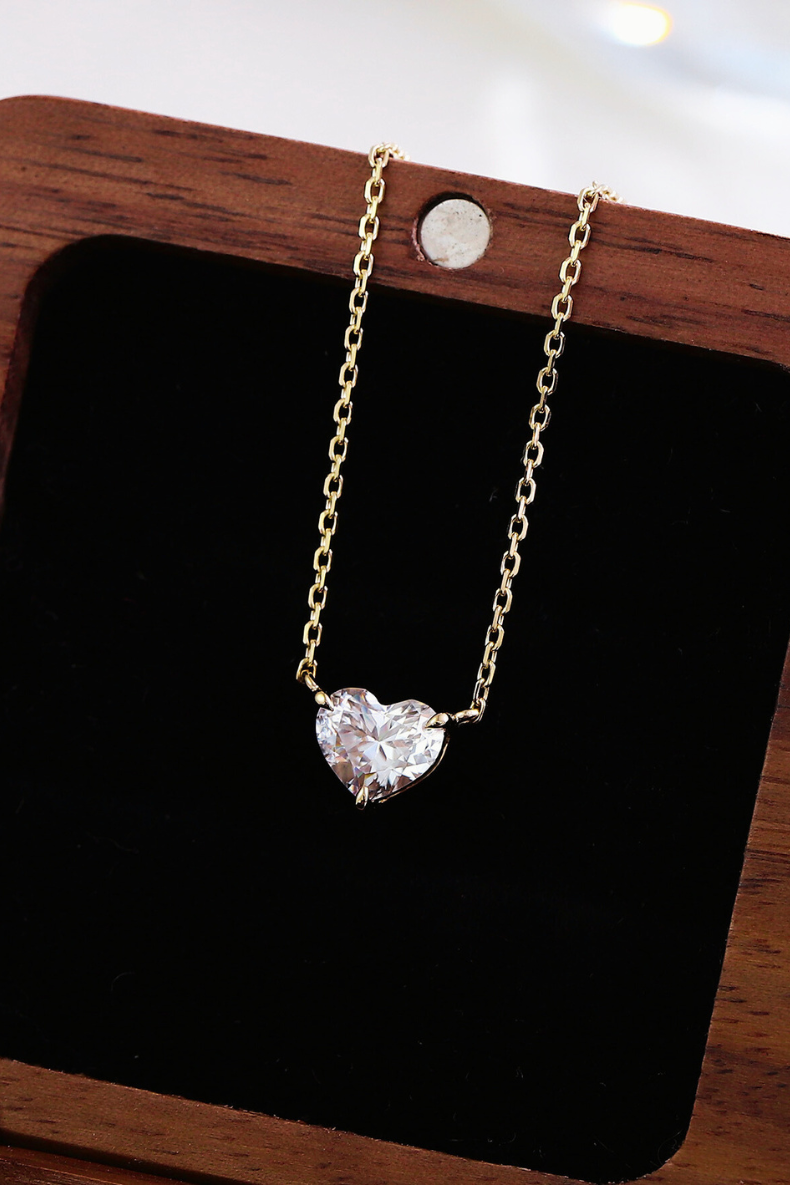 Dainty 1 Carat Heart-Shaped Lab Grown Diamond with 18 inches Necklace