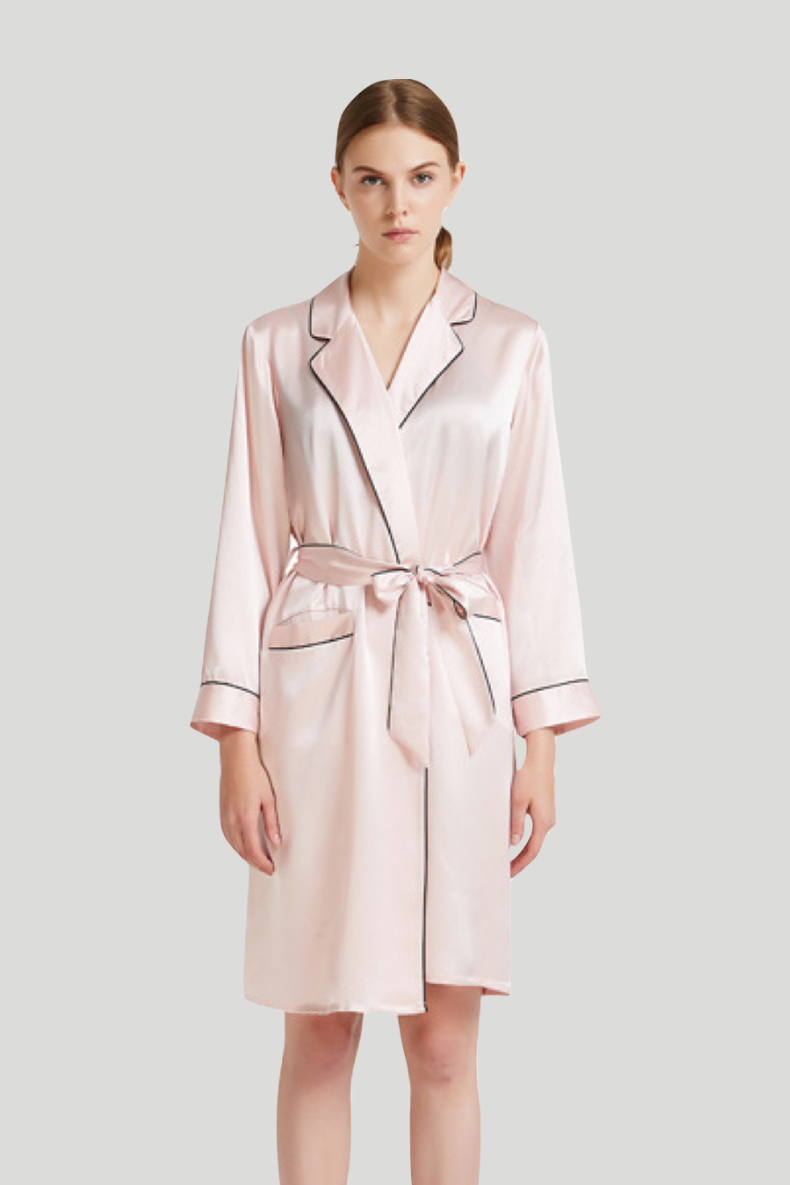 Premium 100% Mulberry Silk Robe Women's Night Gown Elegant Loungewear