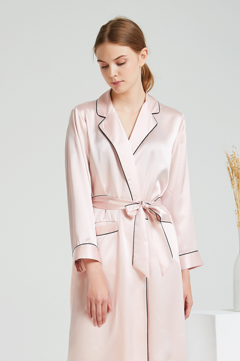 Premium 100% Mulberry Silk Robe Women's Night Gown Elegant Loungewear