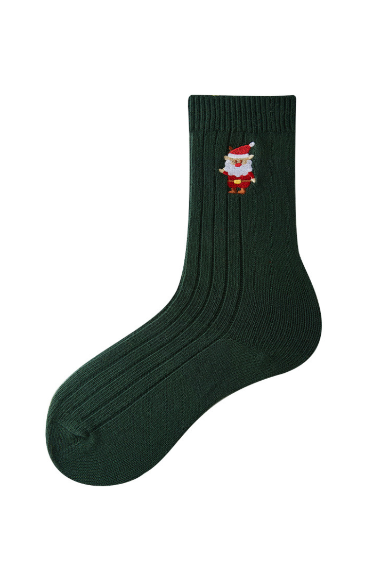 Christmas Embroidered Women's Crew Socks 4-Piece Gift Set