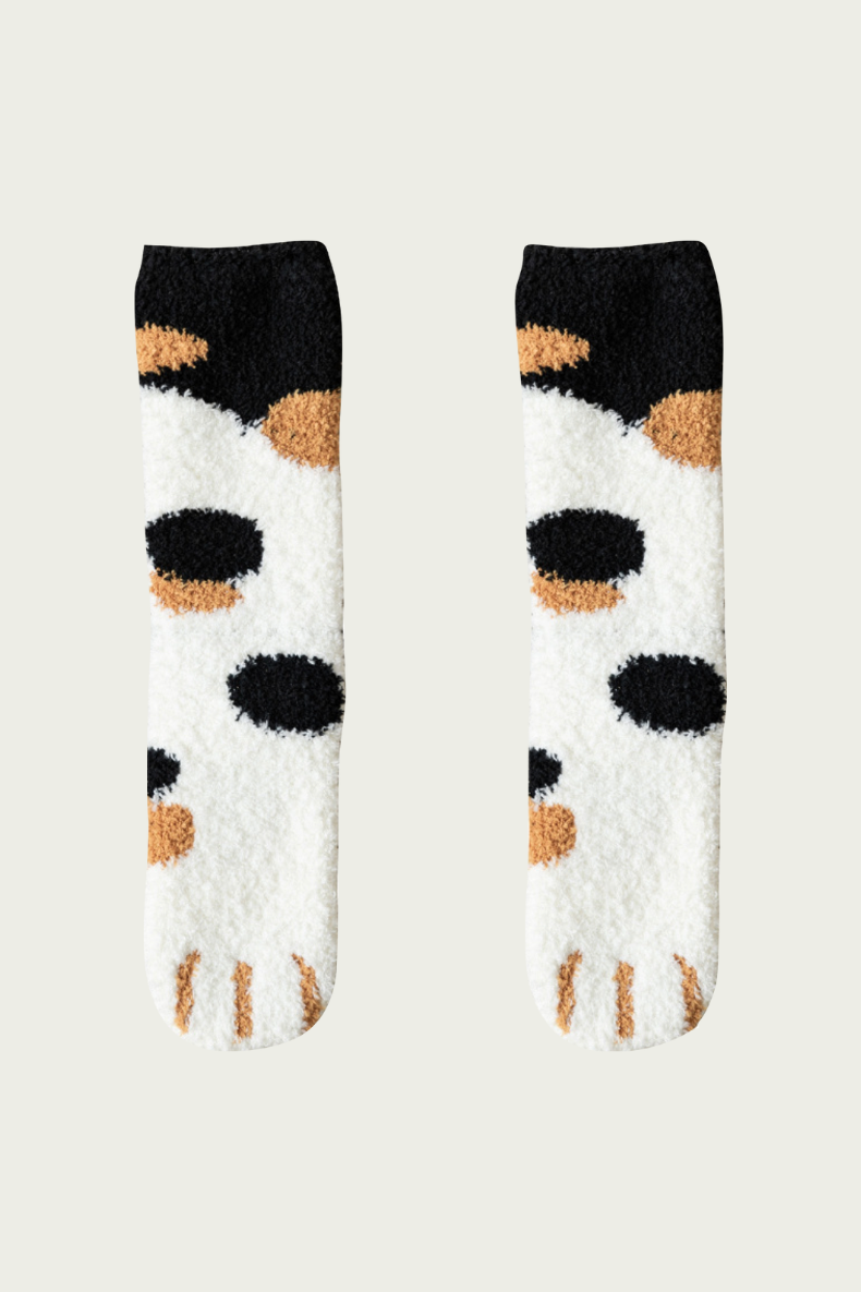 Meow-velous Cat Paws Fluffy Winter Unisex Socks 6-Pair Set