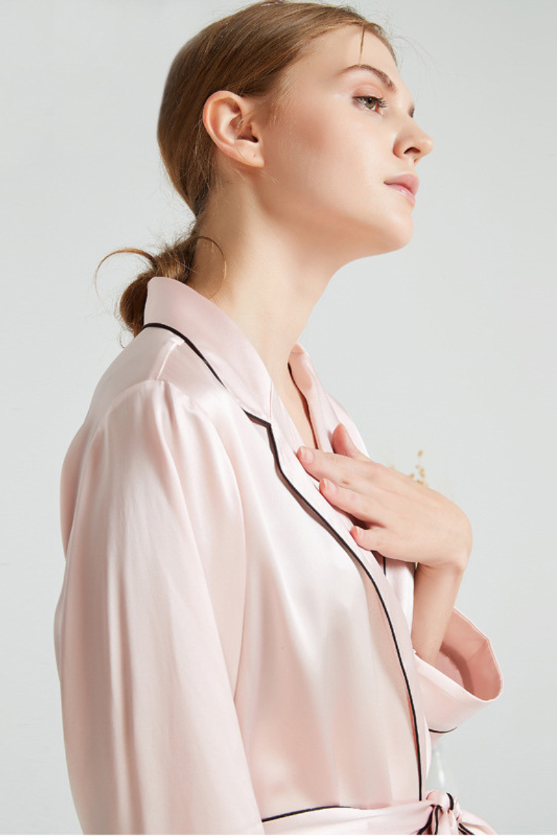 Premium 100% Mulberry Silk Robe Women's Night Gown Elegant Loungewear