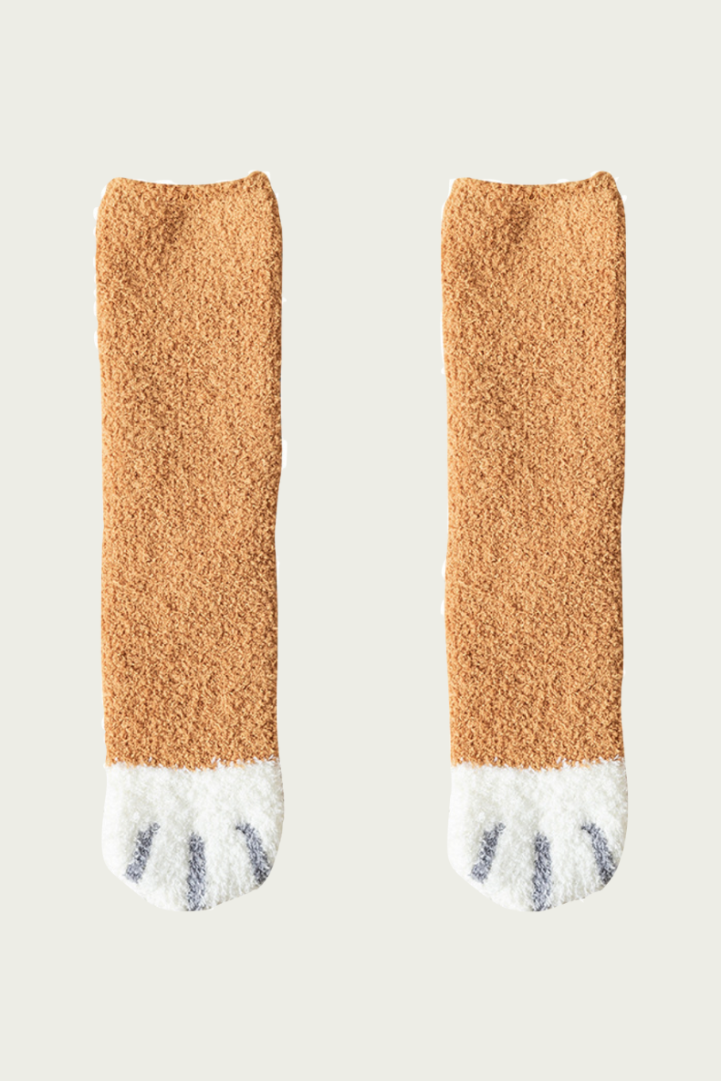 Meow-velous Cat Paws Fluffy Winter Unisex Socks 6-Pair Set