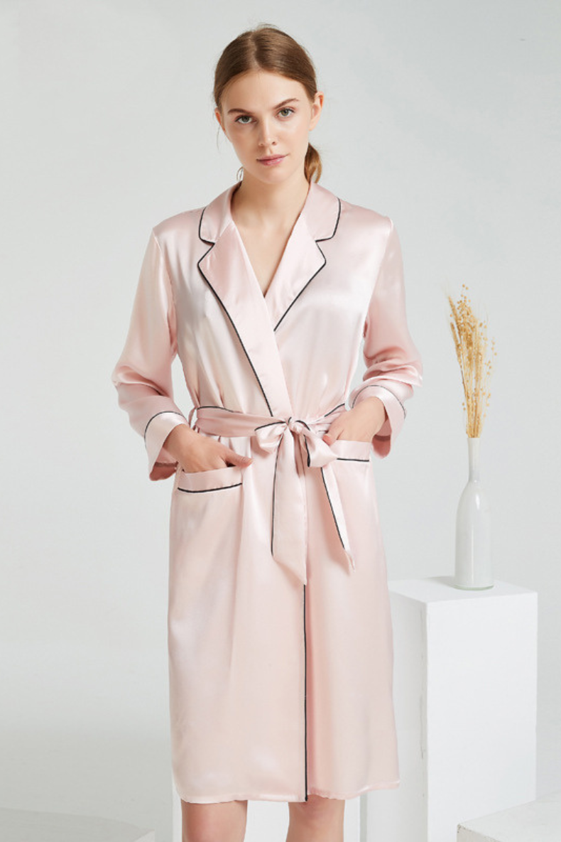 Premium 100% Mulberry Silk Robe Women's Night Gown Elegant Loungewear