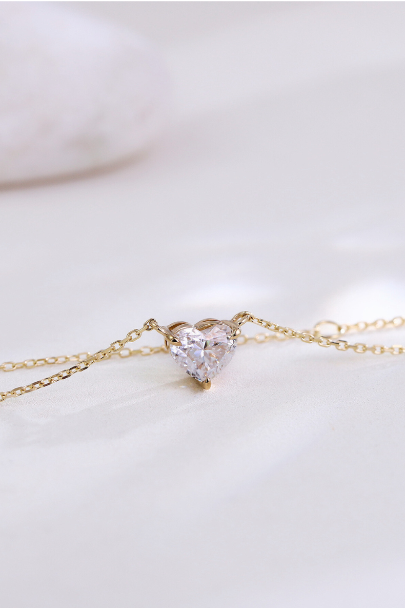 Dainty 1 Carat Heart-Shaped Lab Grown Diamond with 18 inches Necklace