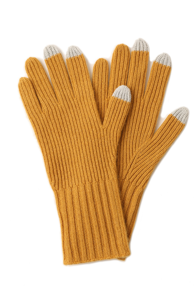 100% Cashmere Touchscreen Women's Colorblock Gloves