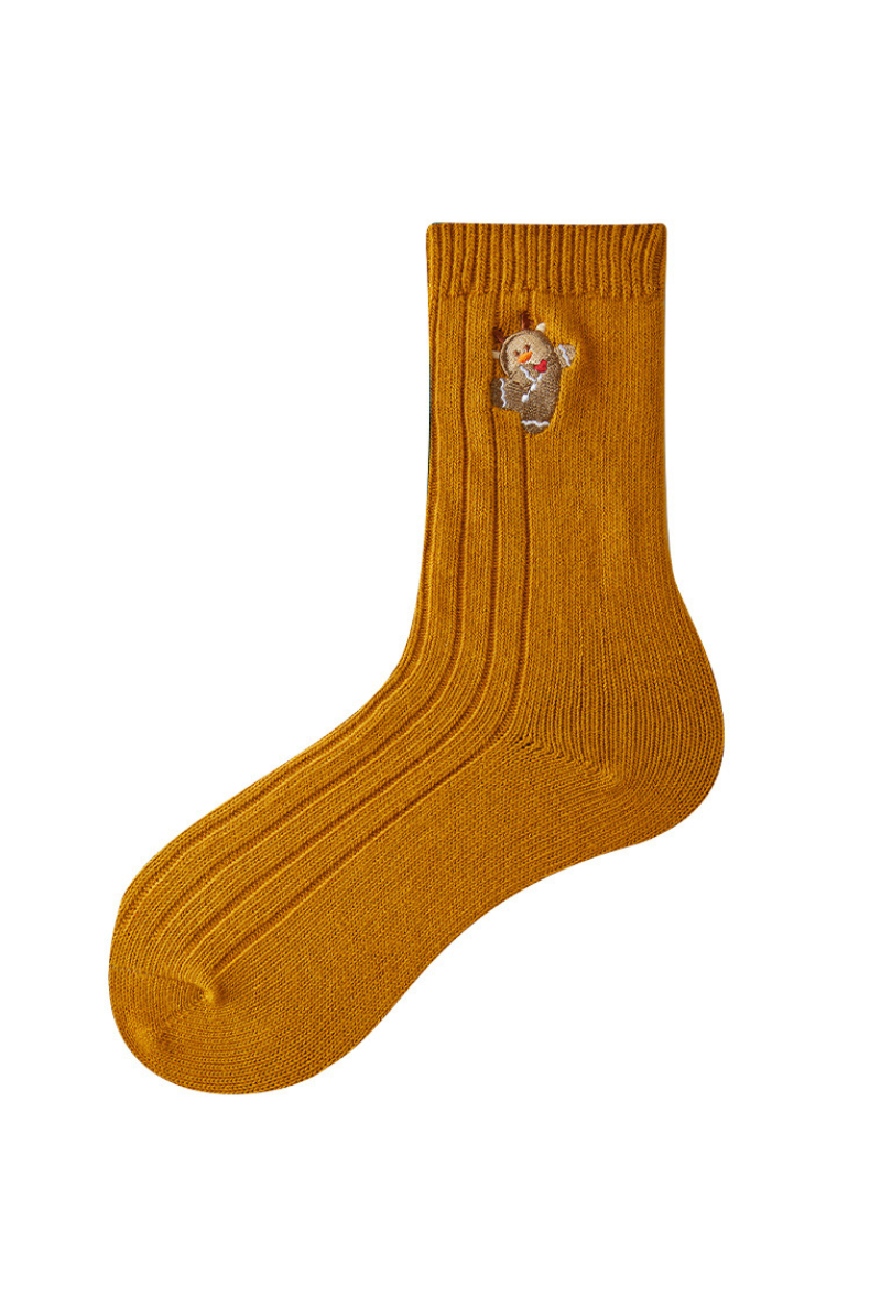 Christmas Embroidered Women's Crew Socks 4-Piece Gift Set