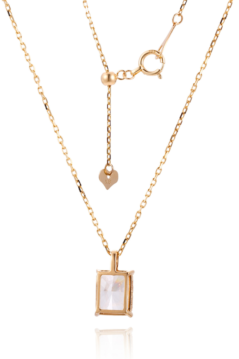 1 Carat Lab Grown Radiant-Cut Diamond with Solid 18K Yellow Gold Necklace