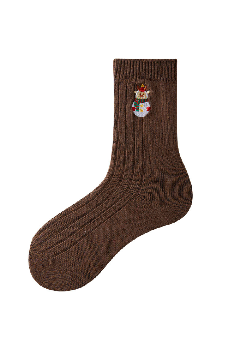 Christmas Embroidered Women's Crew Socks 4-Piece Gift Set