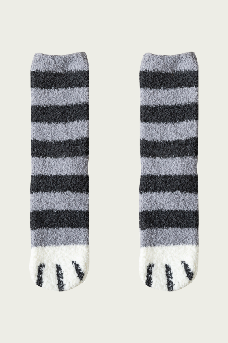 Meow-velous Cat Paws Fluffy Winter Unisex Socks 6-Pair Set