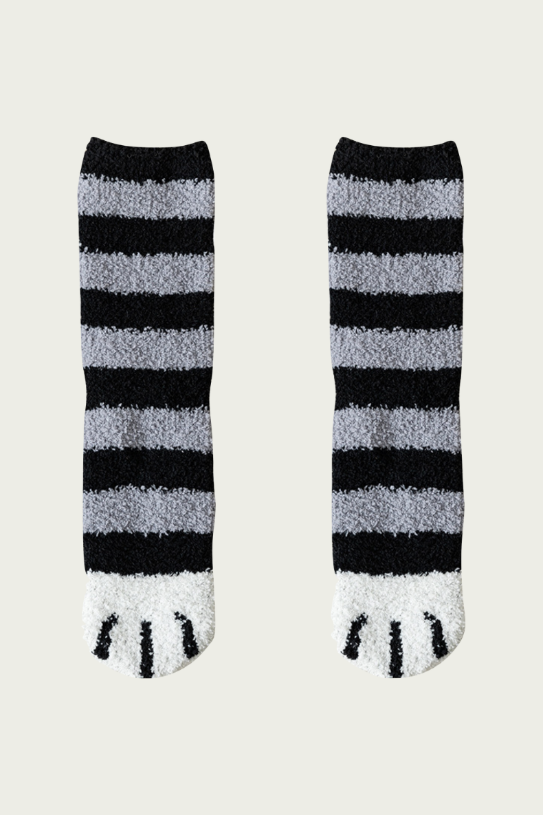 Meow-velous Cat Paws Fluffy Winter Unisex Socks 6-Pair Set