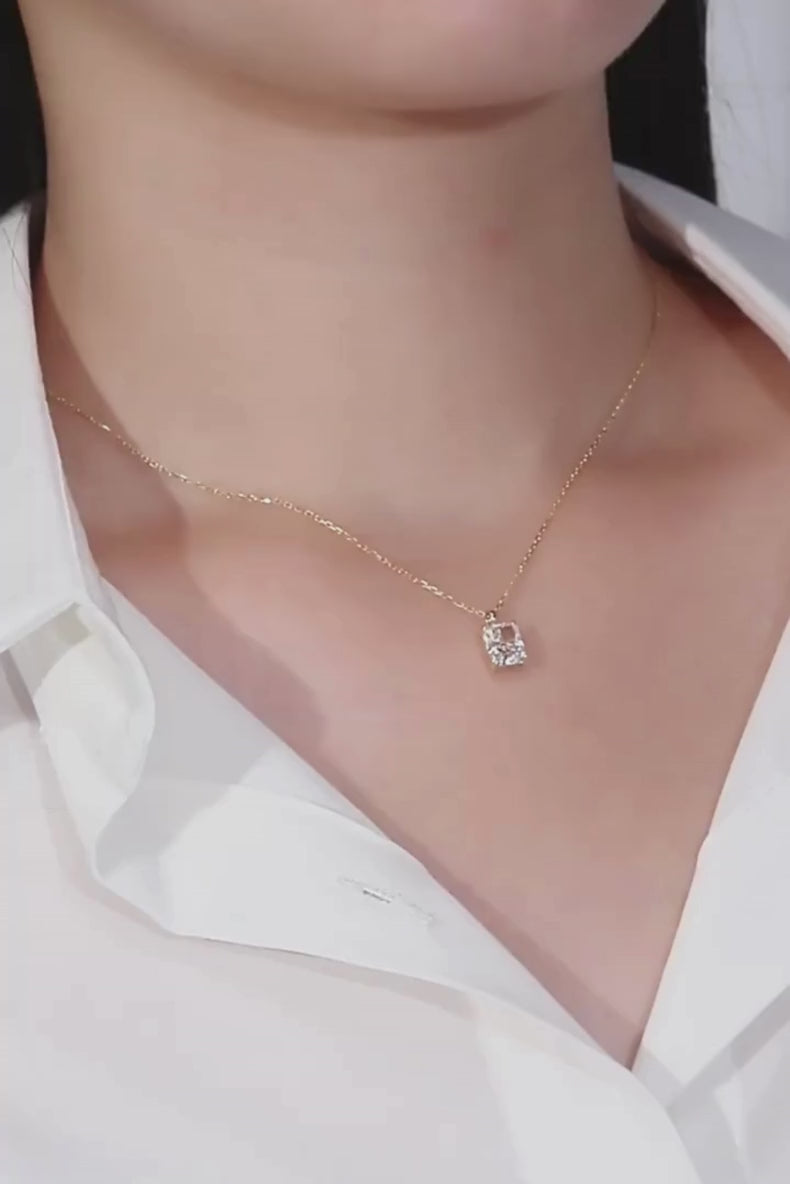 1 Carat Lab Grown Radiant-Cut Diamond with Solid 18K Yellow Gold Necklace